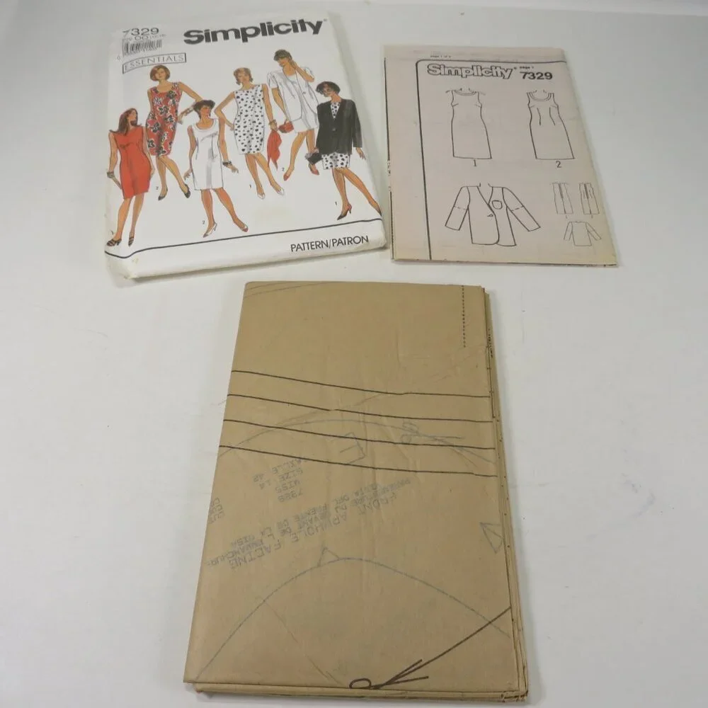Simplicity 7329 Sewing Pattern Dress & Jacket size 12-18 UNCUT